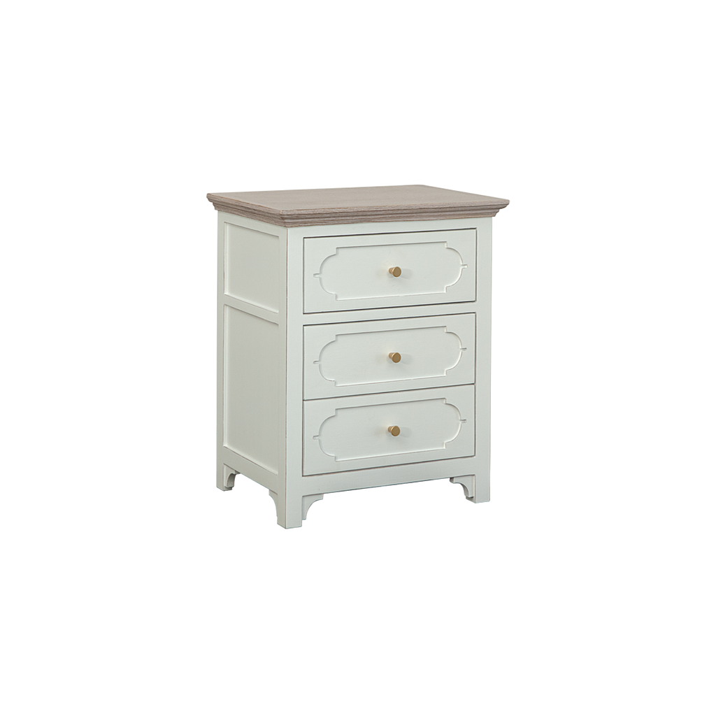 MARIGNY - Bedside table L50 x H60 - Brocante white and Whitened acacia