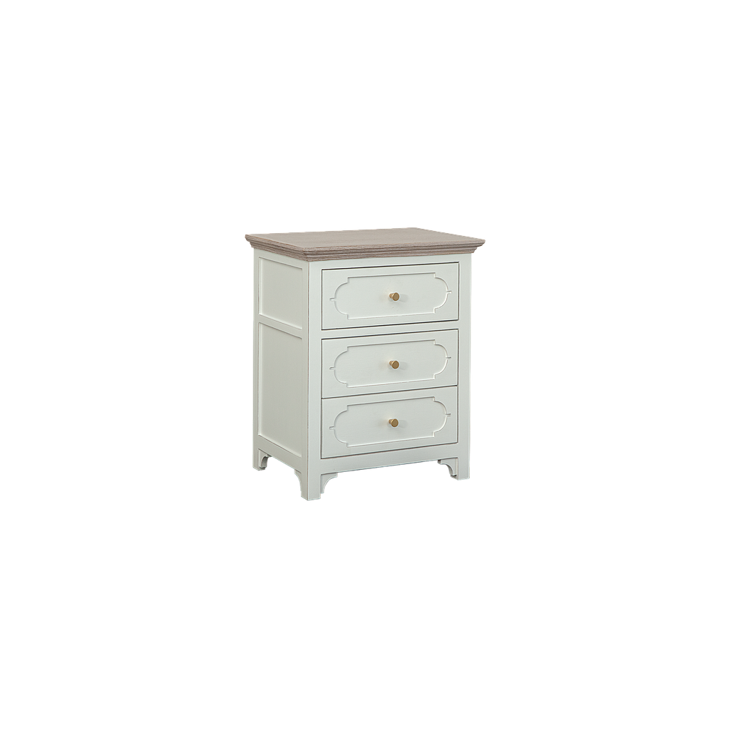 MARIGNY - Bedside table L50 x H60 - Brocante white and Whitened acacia