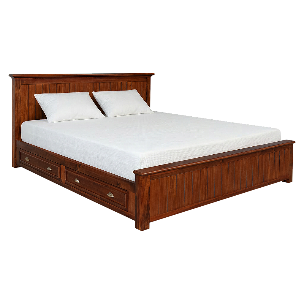 NEIL - 4 drawers King size storage bed (Mattress 180x200) - Washed antic