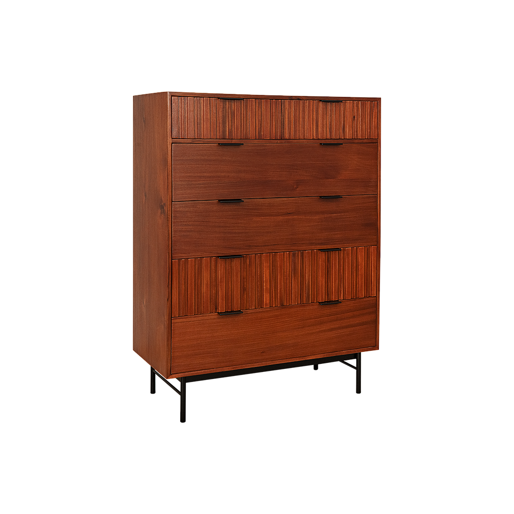 MATTEO - Chest of drawers L97 x H130- Washed antic and Matt black