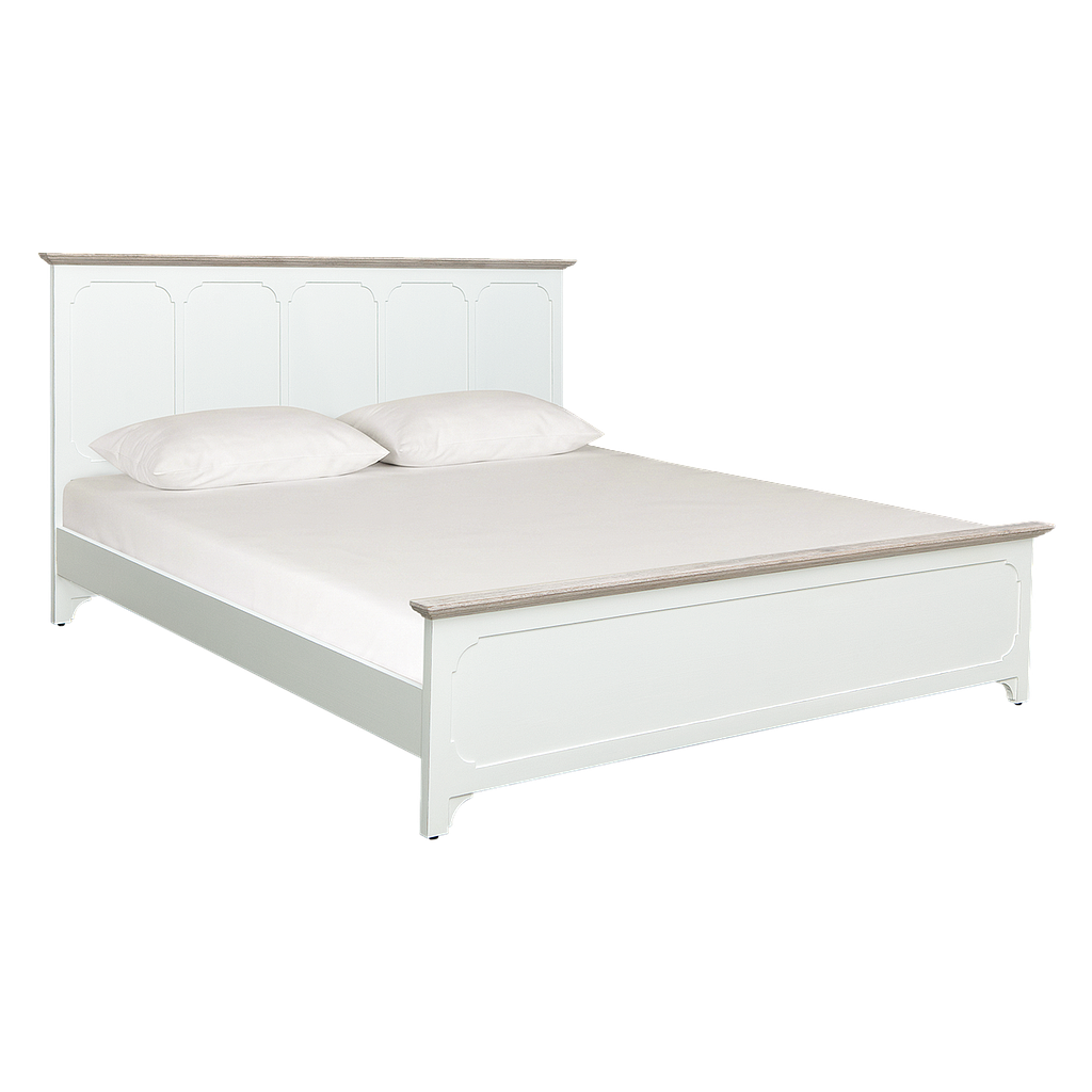 MARIGNY - King size bed (Mattress 180x200) - Brocante white and Whitened acacia
