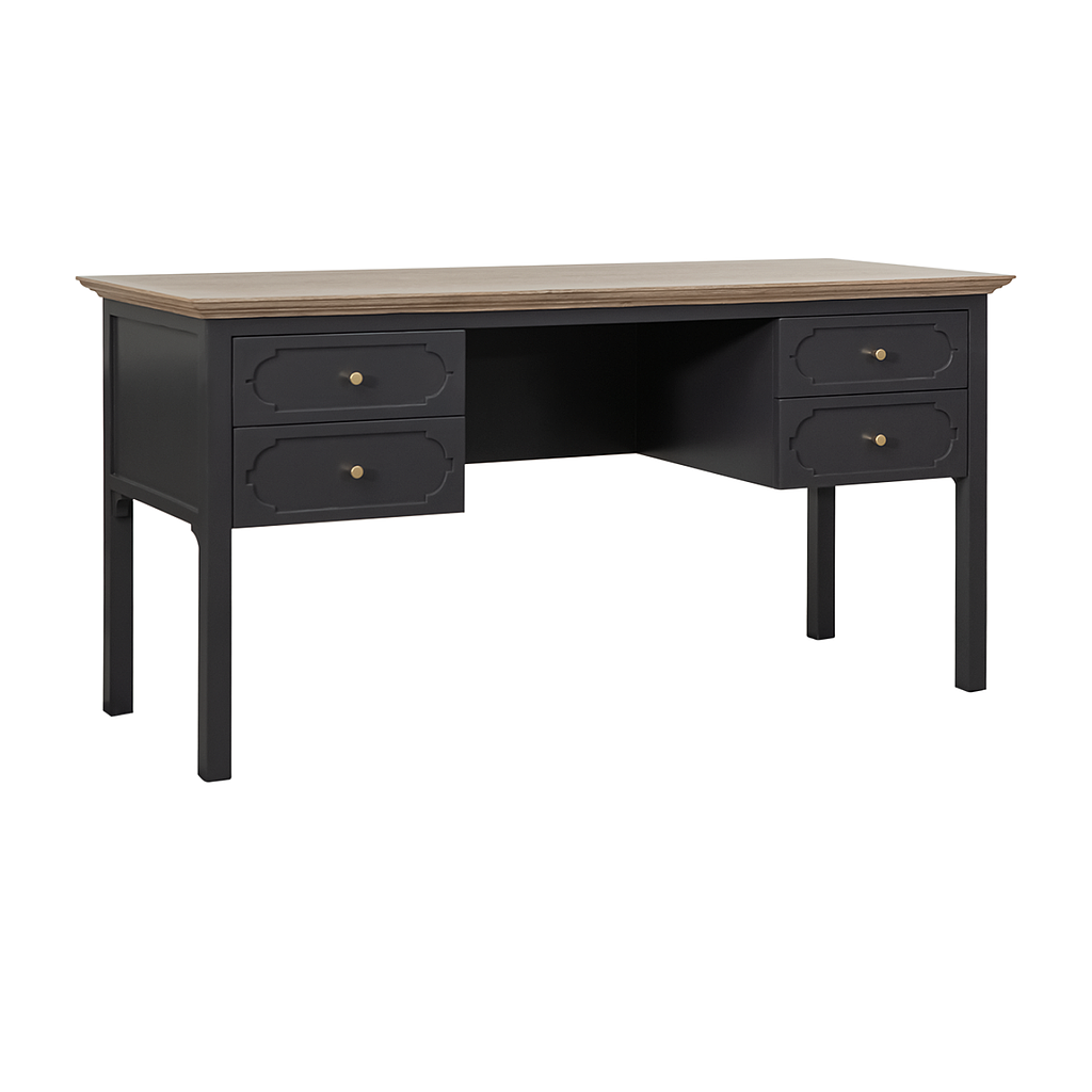MARIGNY - Desk L150 x W60 - Charcoal grey and Toffee