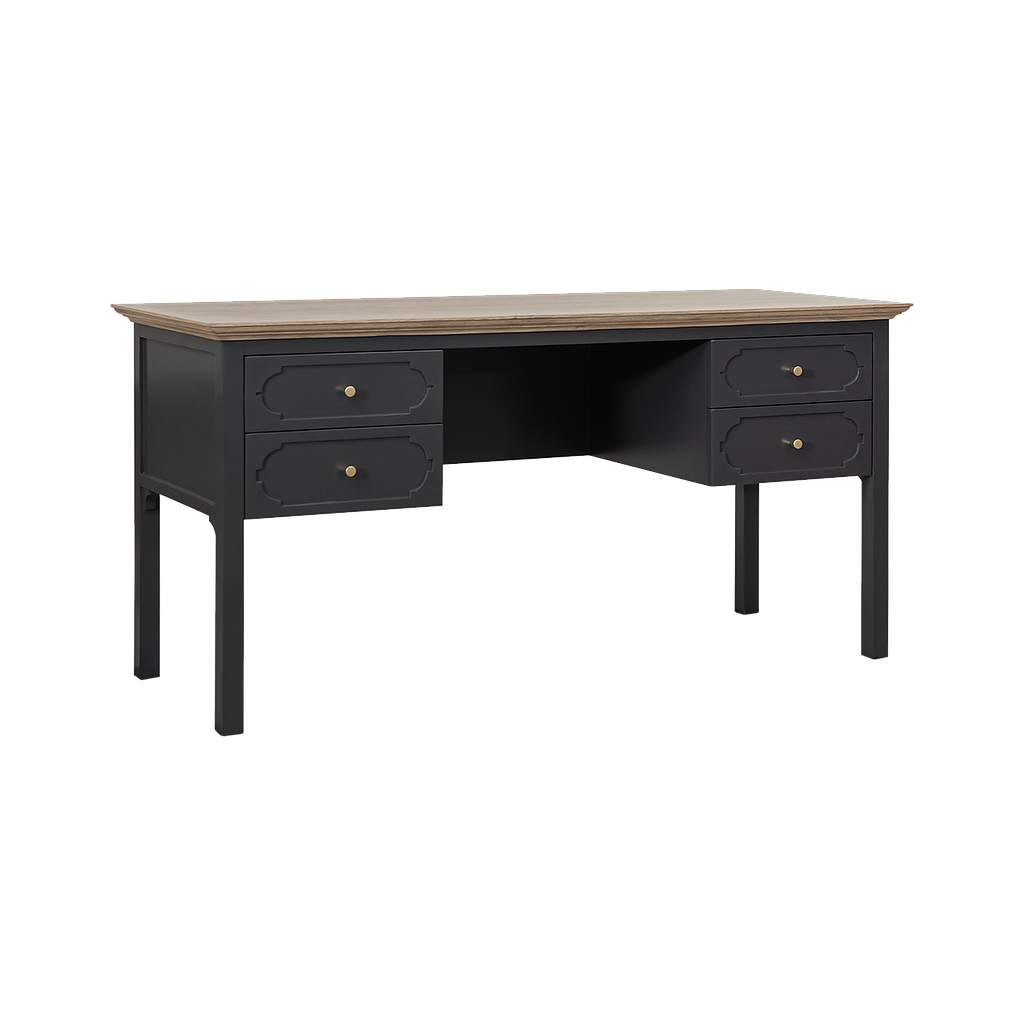 MARIGNY - Desk L150 x W60 - Charcoal grey and Toffee