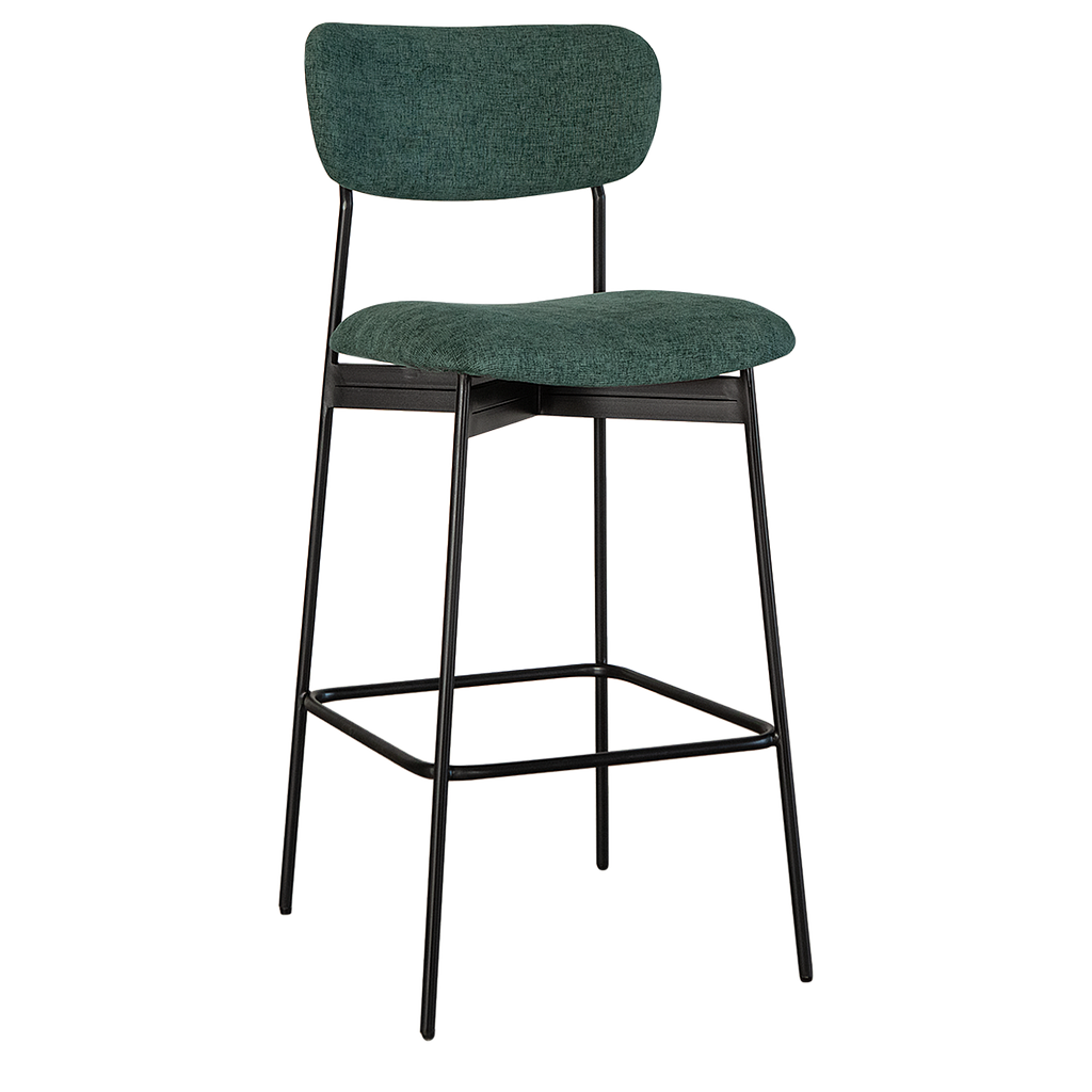 QUADRAE - Bar chair - Matt black and Green cover