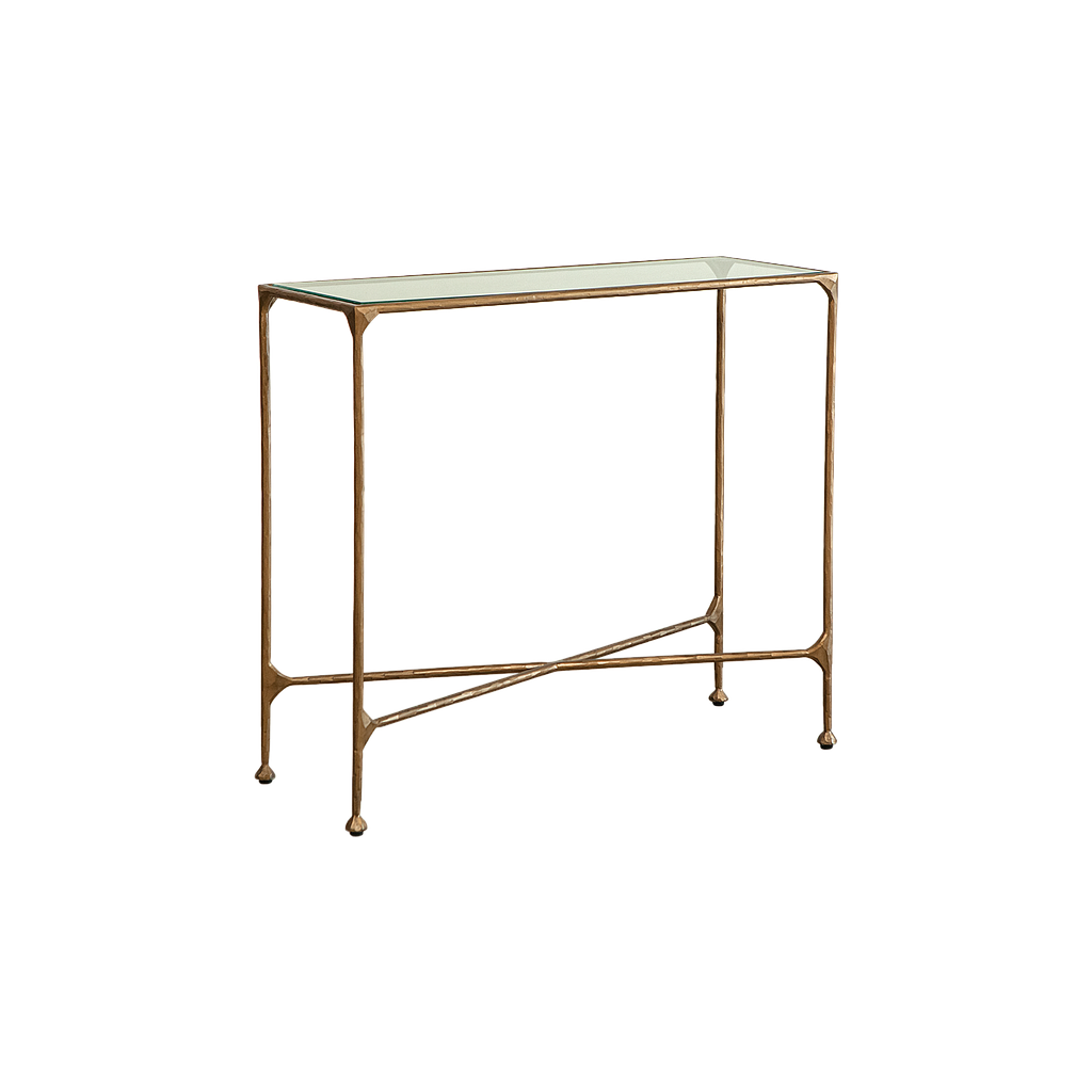 ASTHESIO - Hand-hammered metal console table L90 x H80 - Aged brass