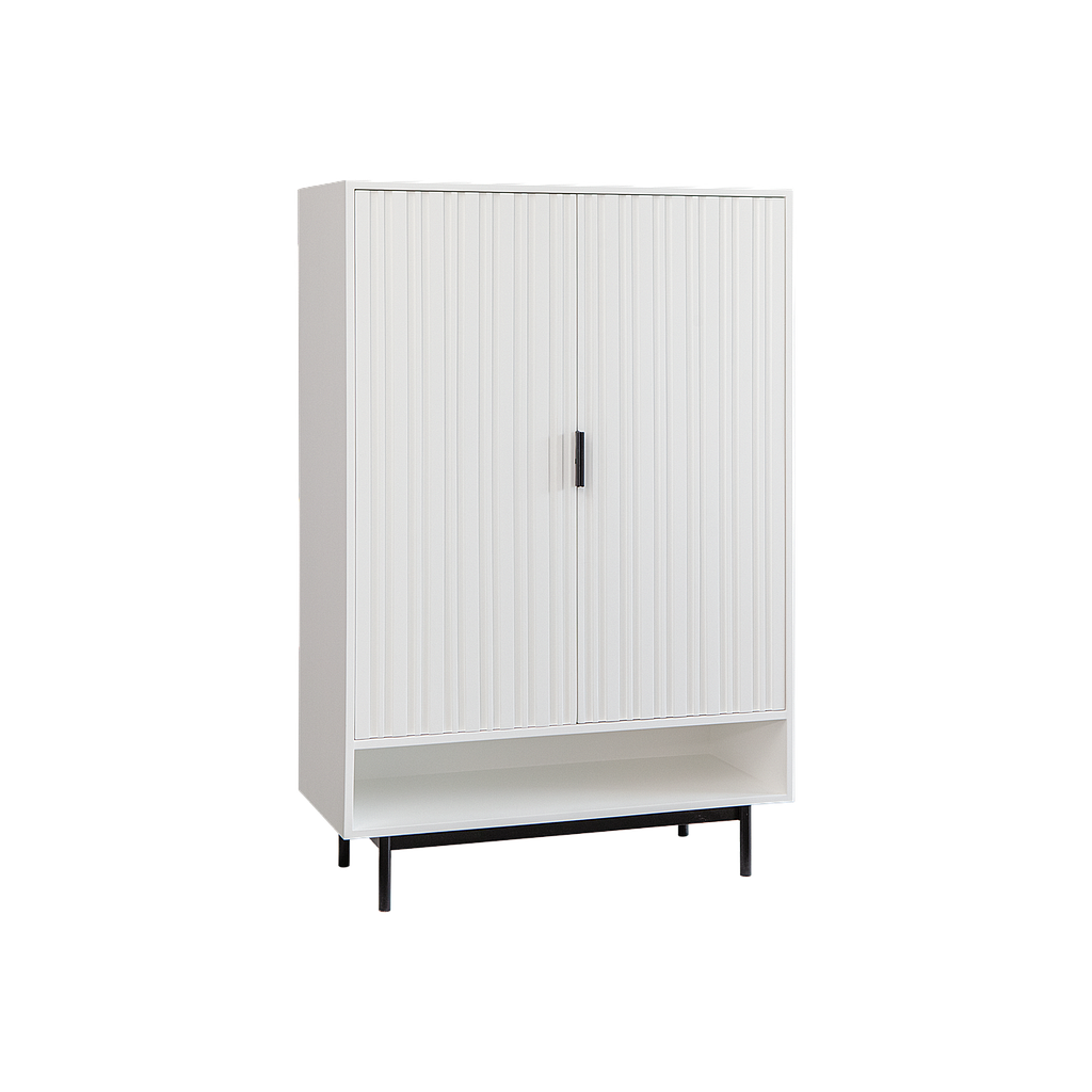 MATTEO - Shoe cabinet L84 x H130 - White and Matt black