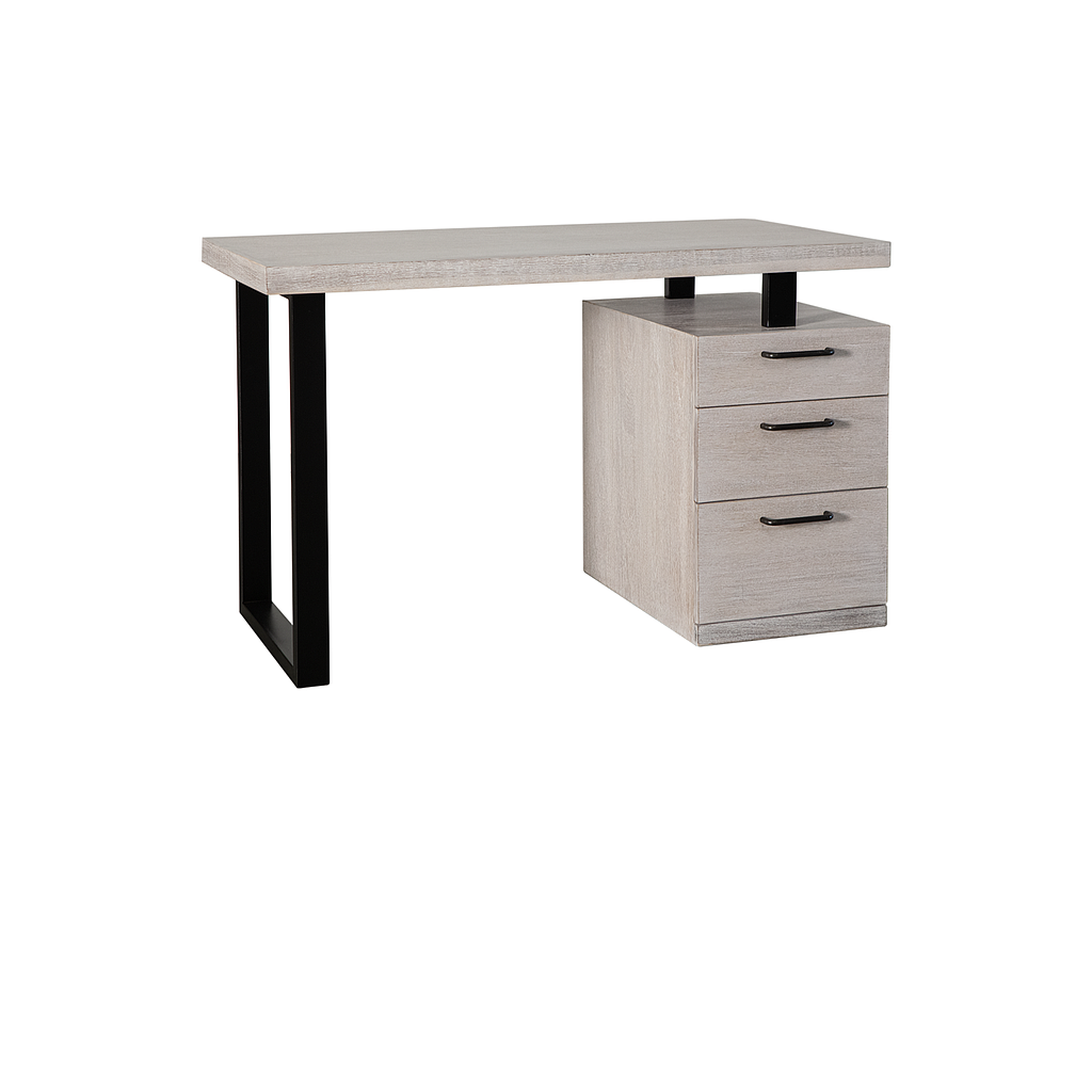 YANIS - Desk L120 x W60 - Whitened acacia and Black metal