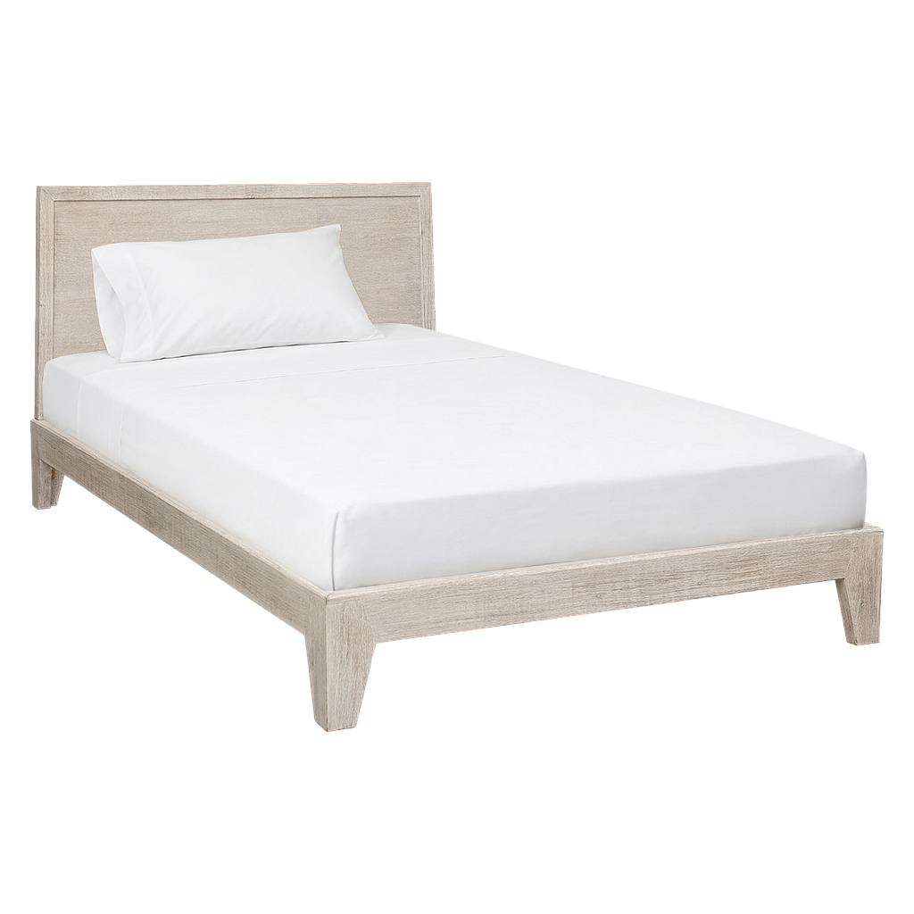 KELSEY - Twin size bed (Mattress 120x200) - Whitened acacia