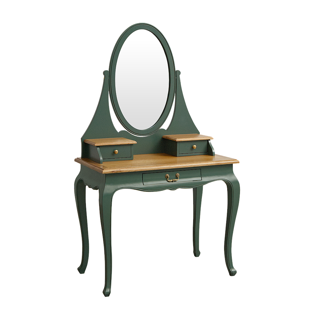 ALEXIA - Dressing table L90 x W50 - Brocante kaki and Natural oak