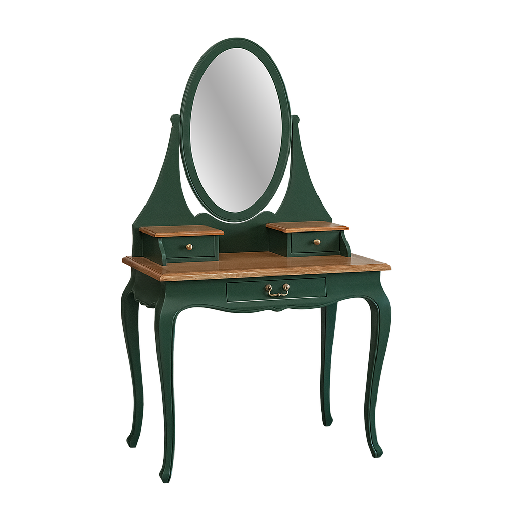ALEXIA - Dressing table L90 x W50 - Brocante kaki and Natural oak
