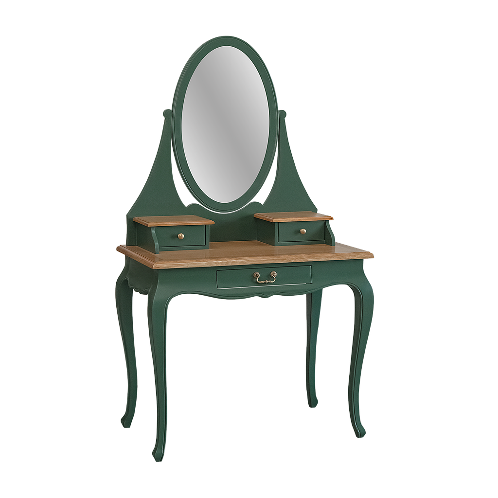 ALEXIA - Dressing table L90 x W50 - Brocante kaki and Natural oak