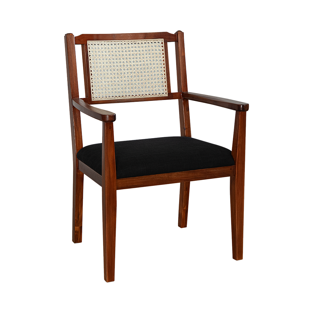 PALOMA - Armchair - L63 x H91 - Washed antic, Natural cane and Black cover