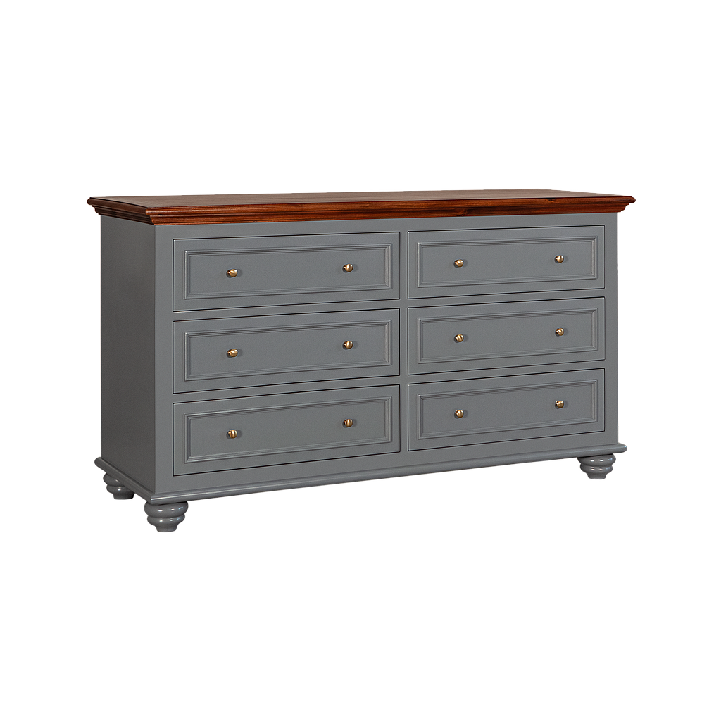 MEGAN - Chest of drawers L160 x H90 - Pearl grey and Washed antic