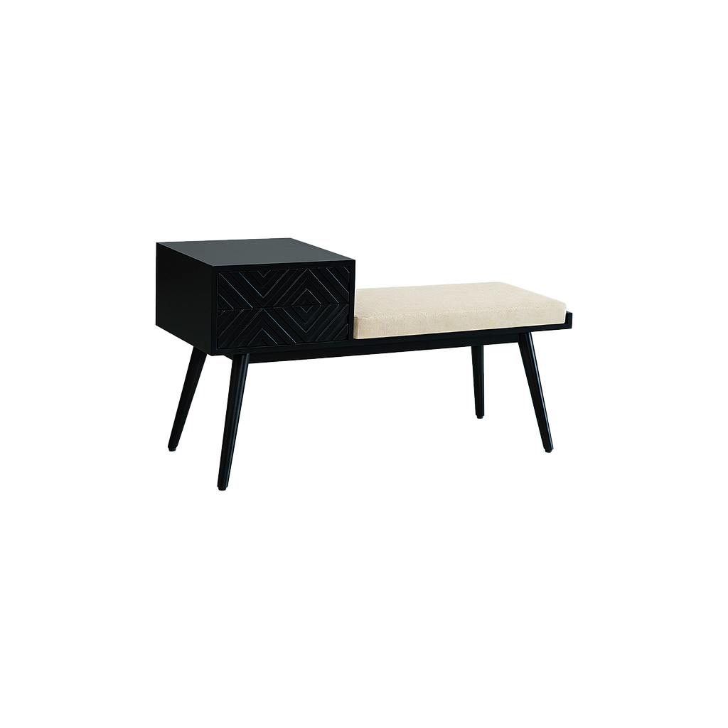 PORTO - Hallway bench L110 - Black and Cream cushion