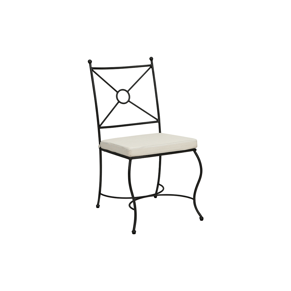 THYRA - Metal chair - Matt black and Off-white cushion