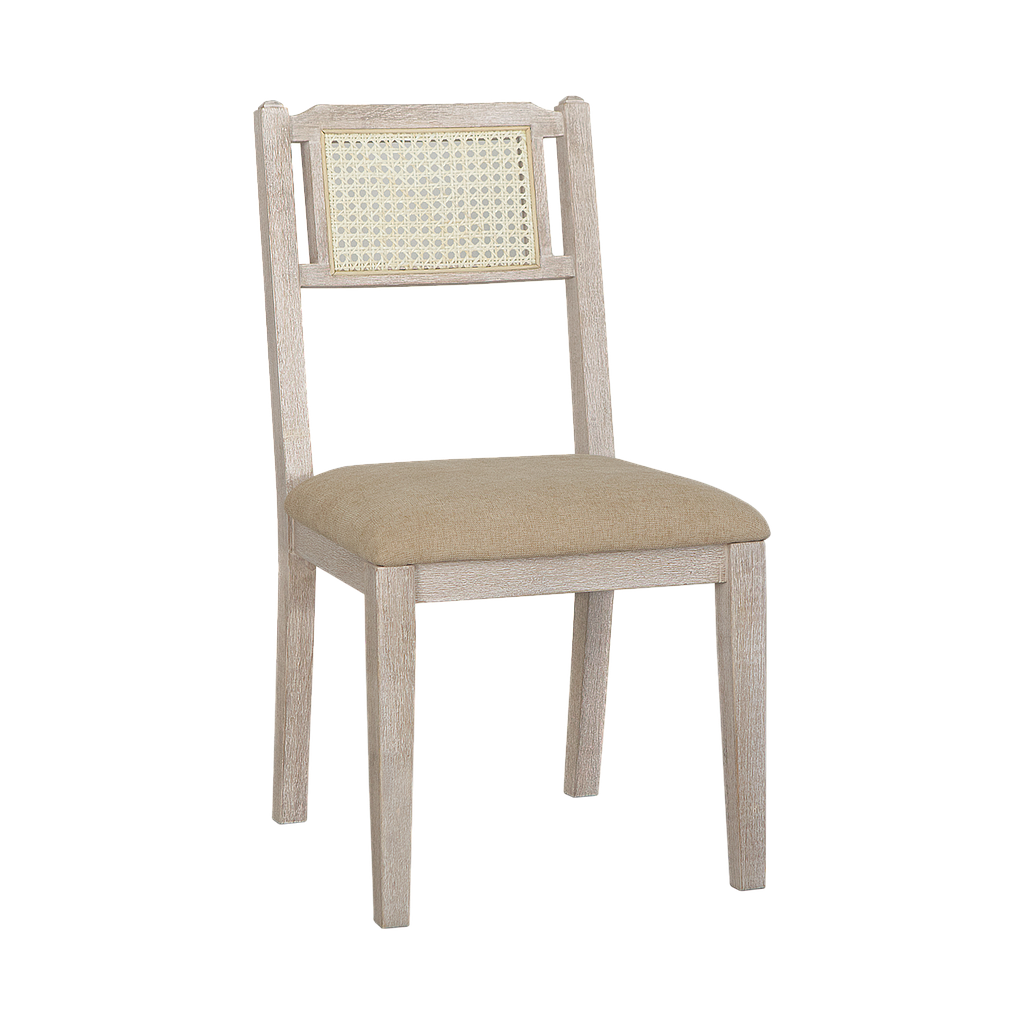 SAVANA - Chair - Whitened acacia,Natural cane and Beige cover