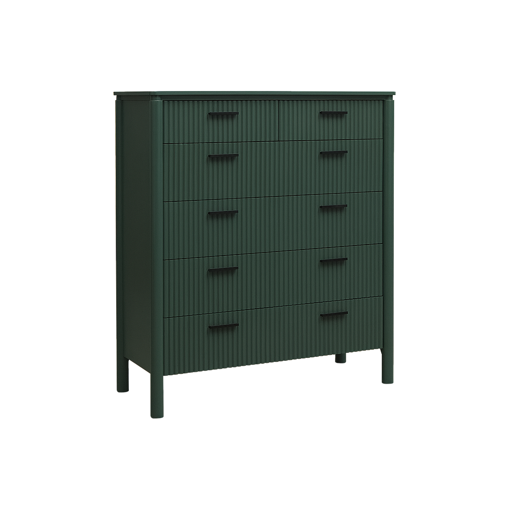 LEEDEN - 6-drawer chest L110 x H124 - Brocante kaki