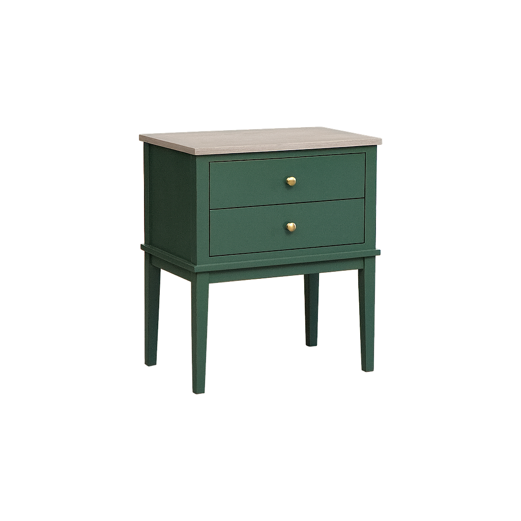 ALESSIO - Bedside table H65 - Brocante kaki and Whitened acacia