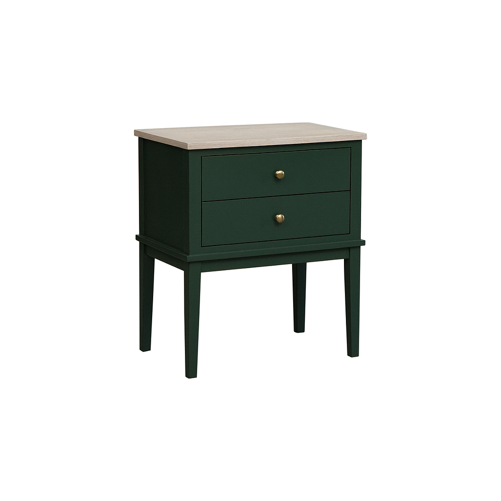 ALESSIO - Bedside table H65 - Brocante kaki and Whitened acacia