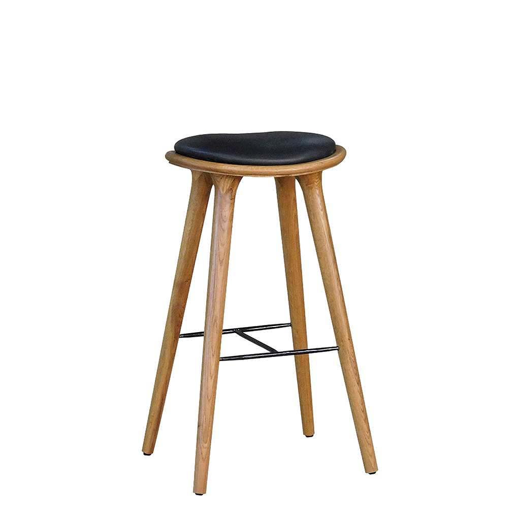 BALMA - Bar stool H76 - Natural oak and Black cover