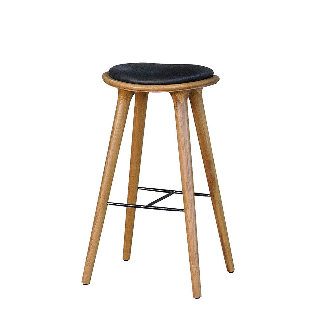 BALMA - Bar stool H76 - Natural oak and Black cover