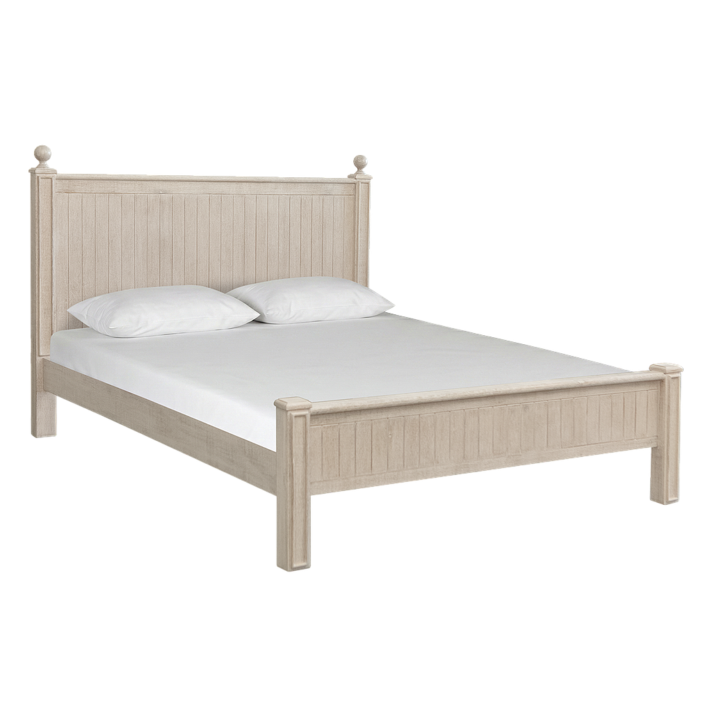 ALES - Queen size bed (Mattress 160x200) - Whitened acacia
