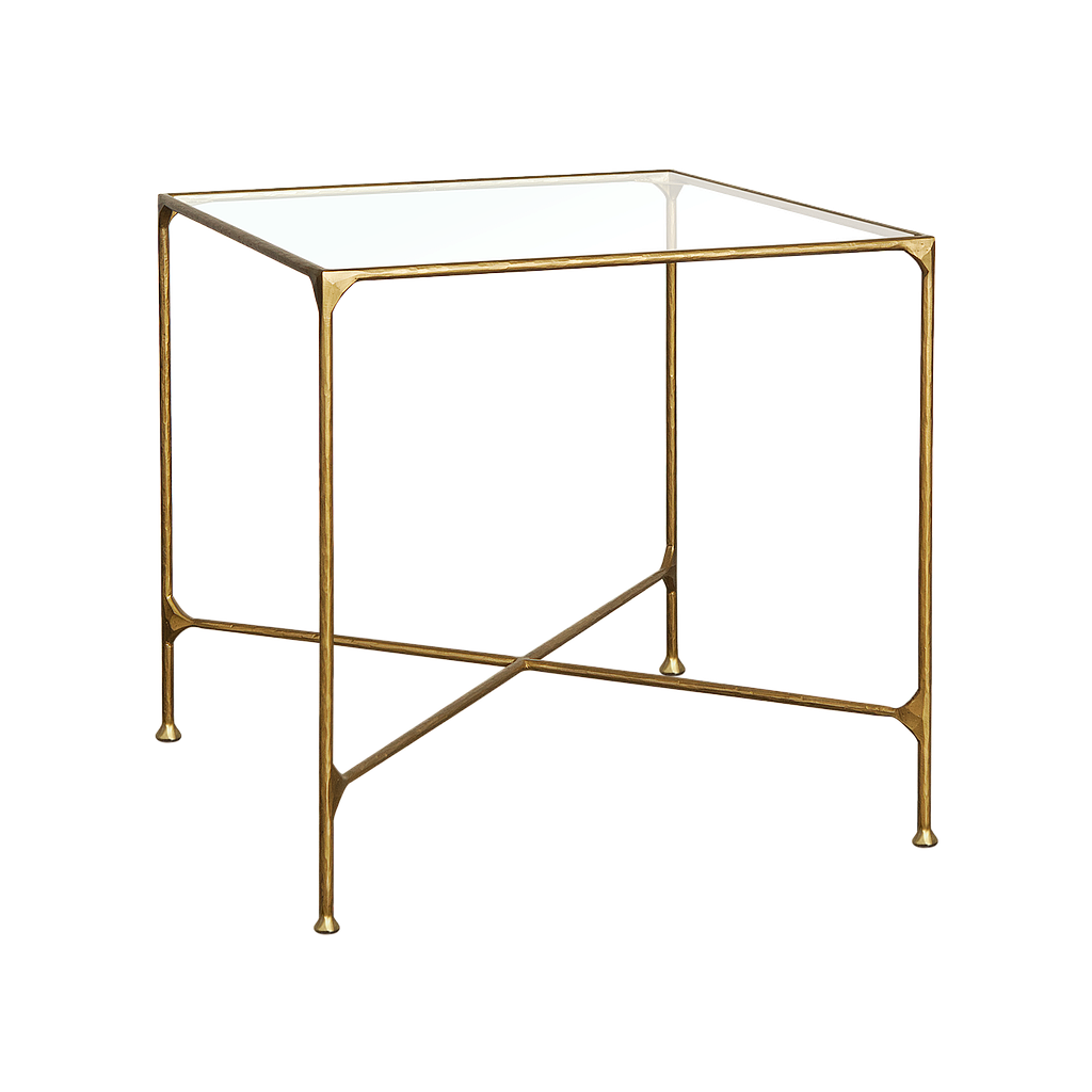 ASTHESIA- Hand-hammered metal square table L75xW75 - Aged brass