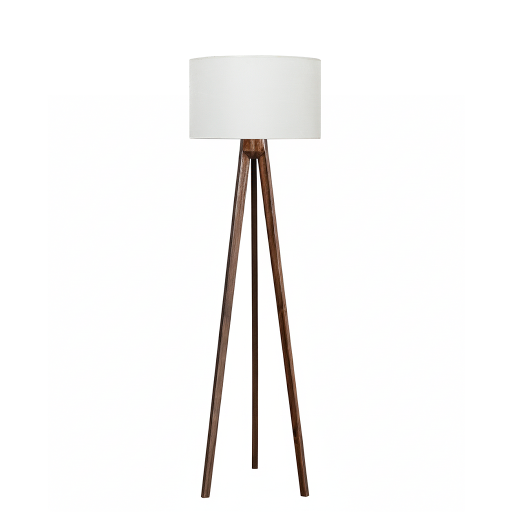 LOFOTEN - Wooden floor lamp H169 - Mokka and Multicolor lampshade