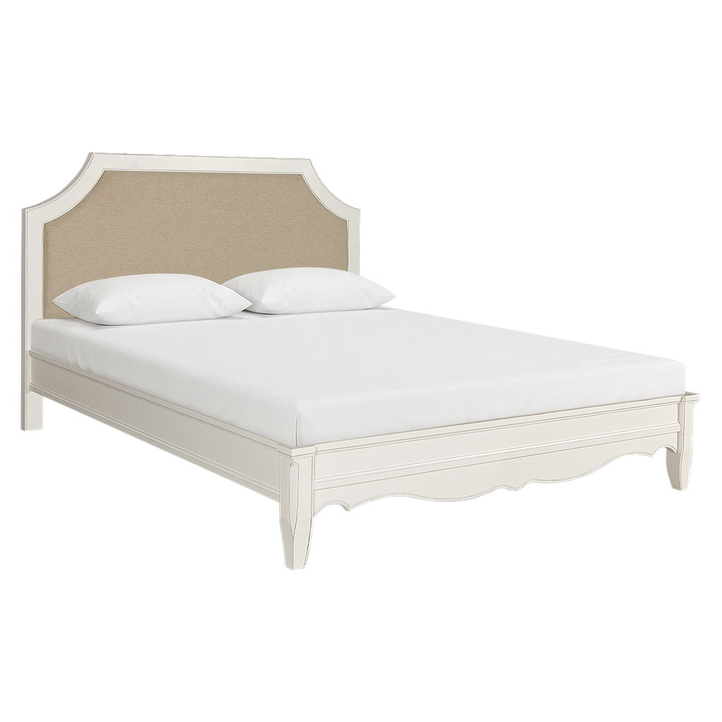 SHARON - Queen size bed (Mattress 160x200) - Brocante white and Cream