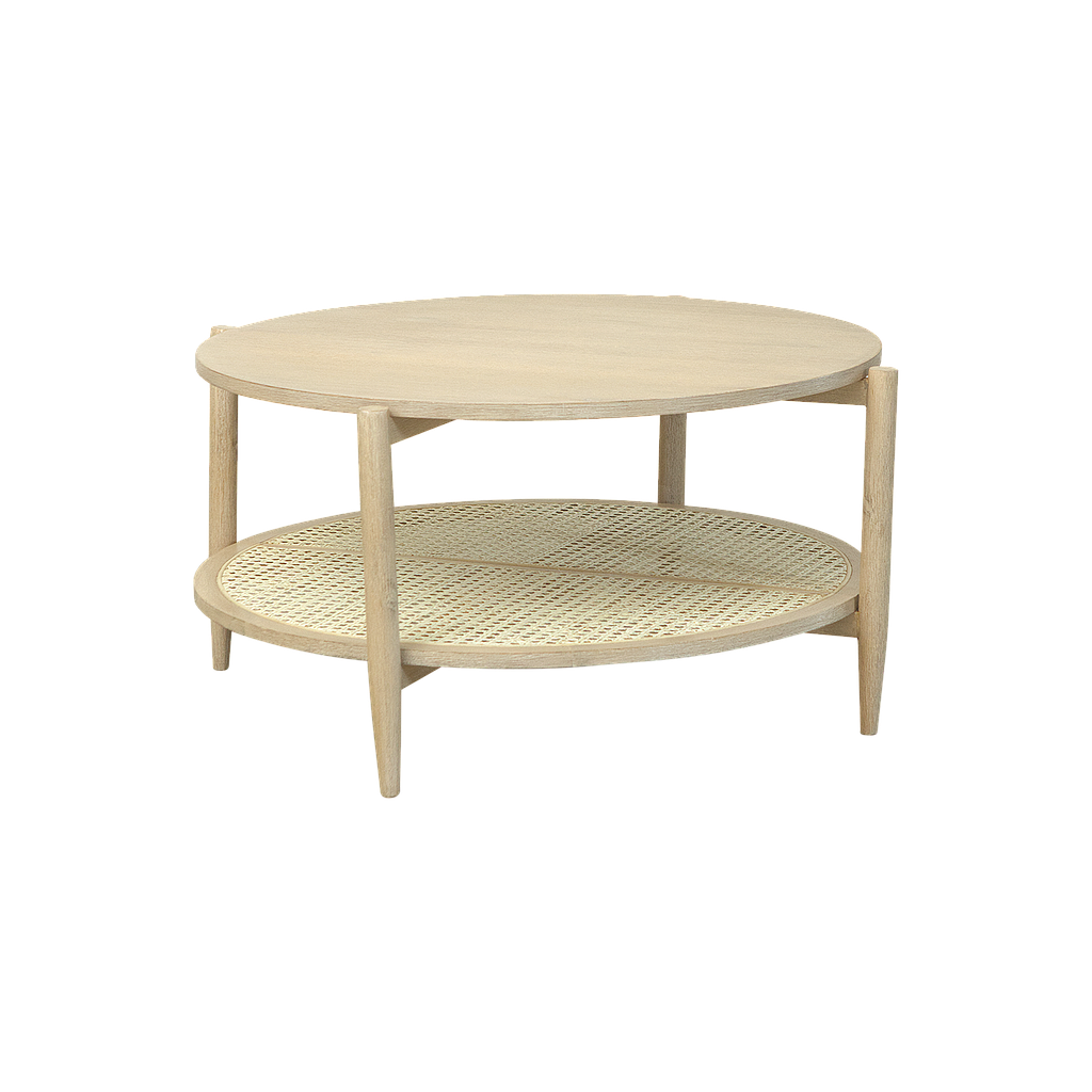 OVEANO - Coffee table DIAM.85 x H43 - Toffee and Natural cane