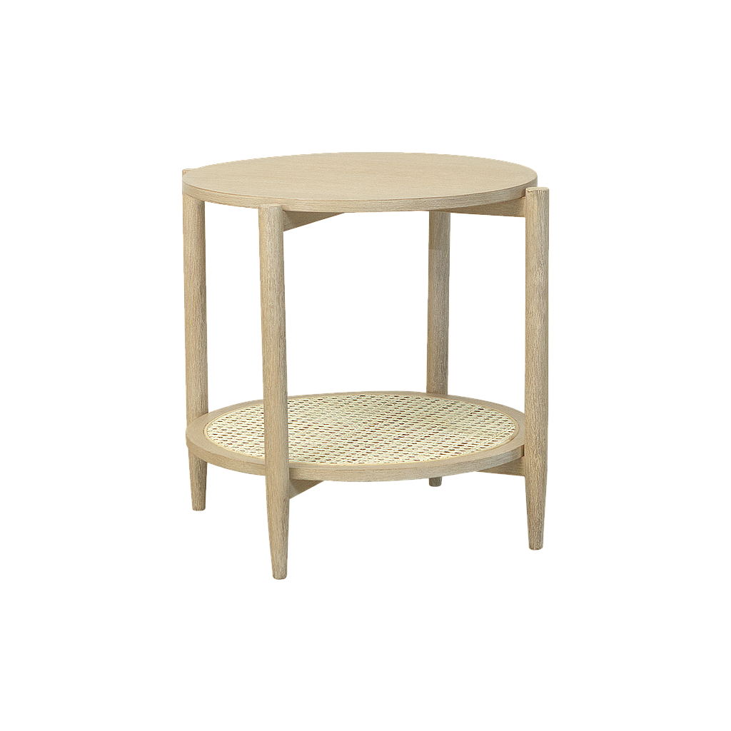 OVEANO - Side table DIAM.60 x H55 - Toffee and Natural cane