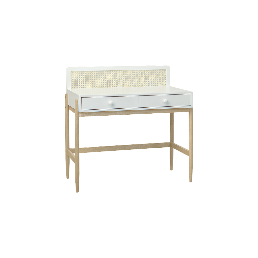 LUMAE - Desk L95 - White, Toffee and Natural cane