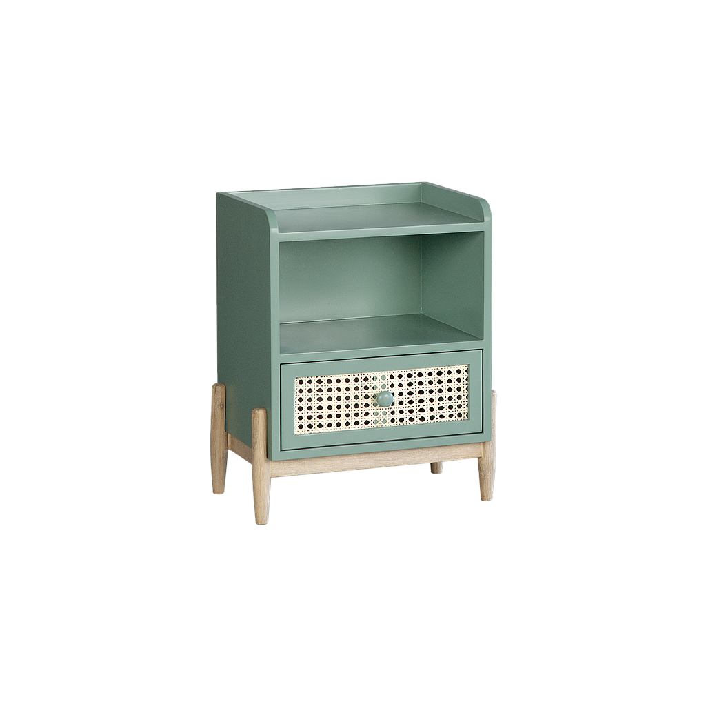 	LUMAE - Bedside table L45 x H55 - Mint, Toffee and Natural cane