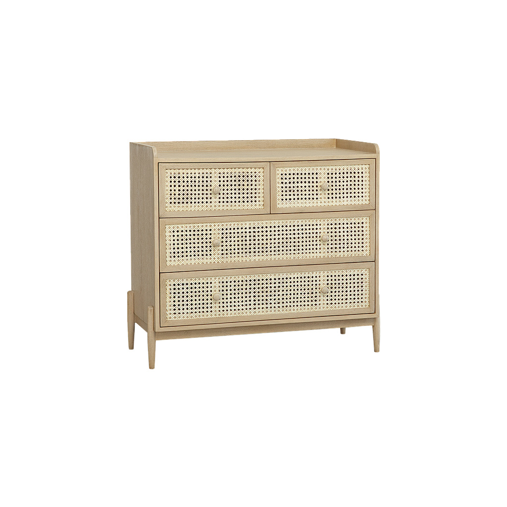 	LUMAE - Chest of drawers L95 - Toffee and Natural cane