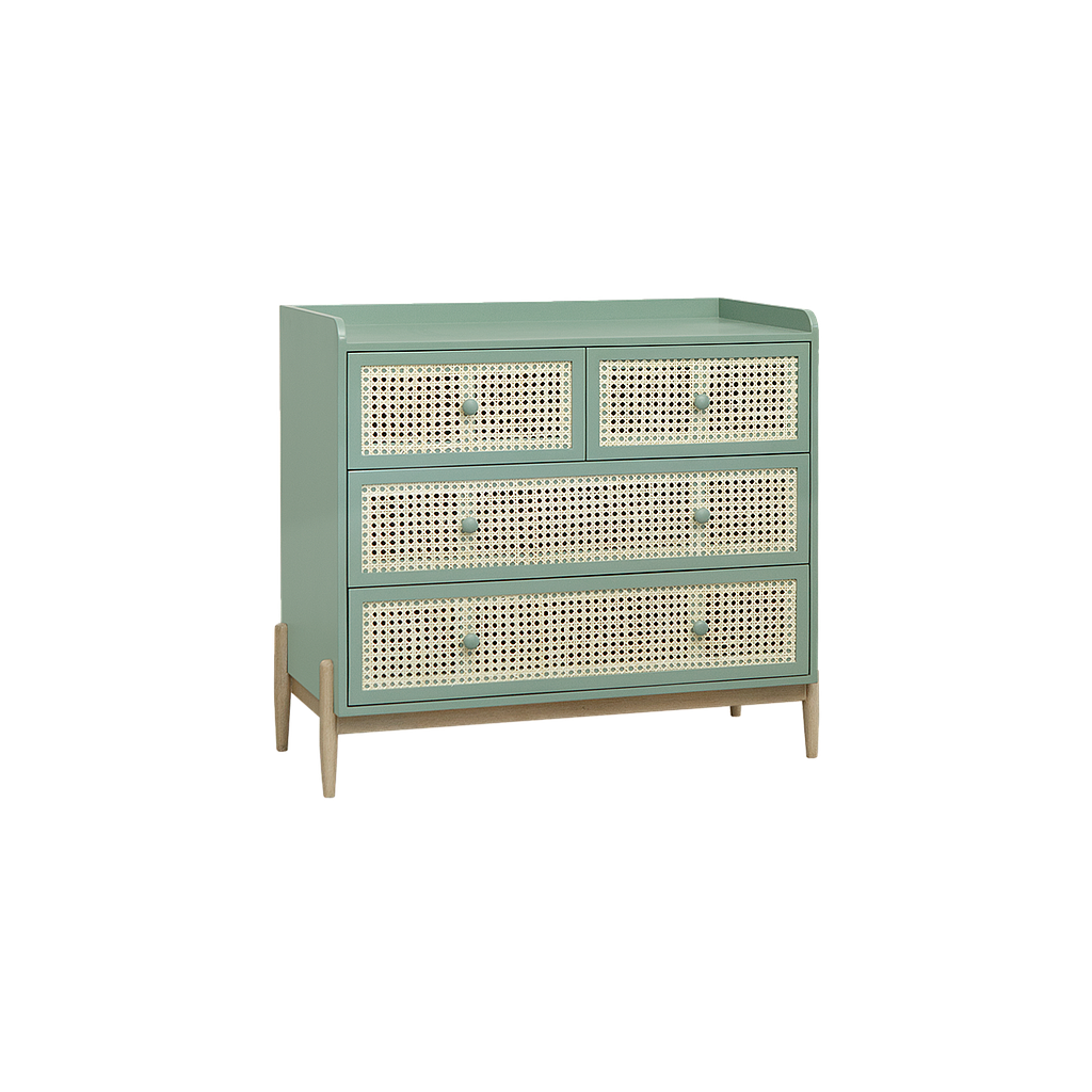 LUMAE - Chest of drawers L95 - Mint, Toffee and Natural cane