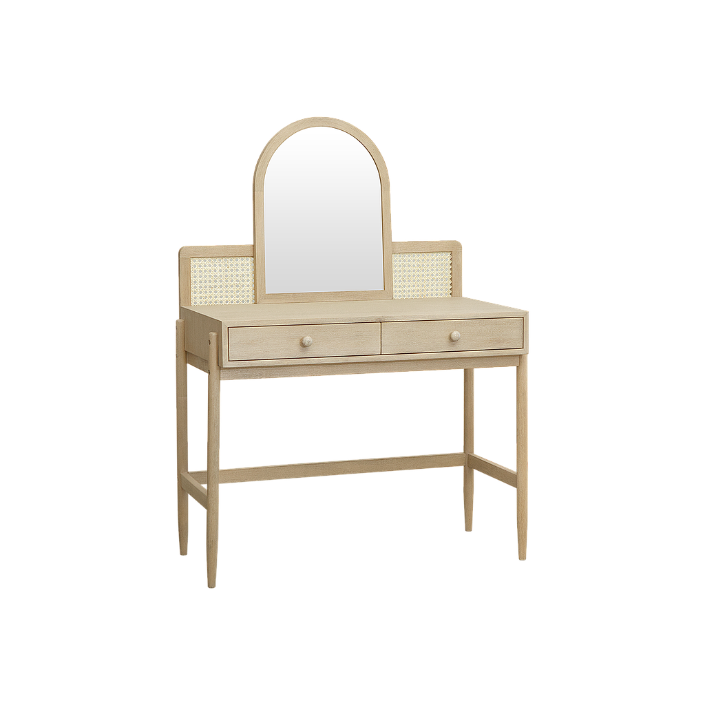 	LUMAE - Dressing table L95 x H131 - Toffee and Natural cane