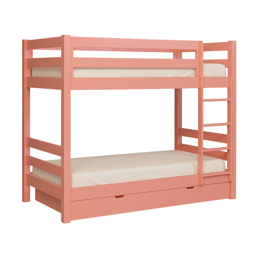 FRIENDS - Single size bunk bed / Pull-out bed (Mattress 100x200) - Shell pink