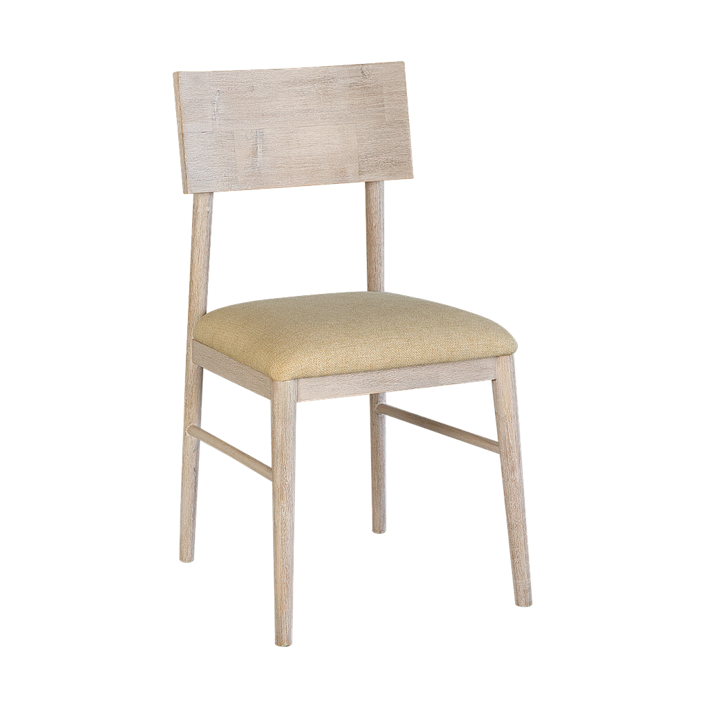 PORTO - Dining chair - Whitened acacia and Beige cover