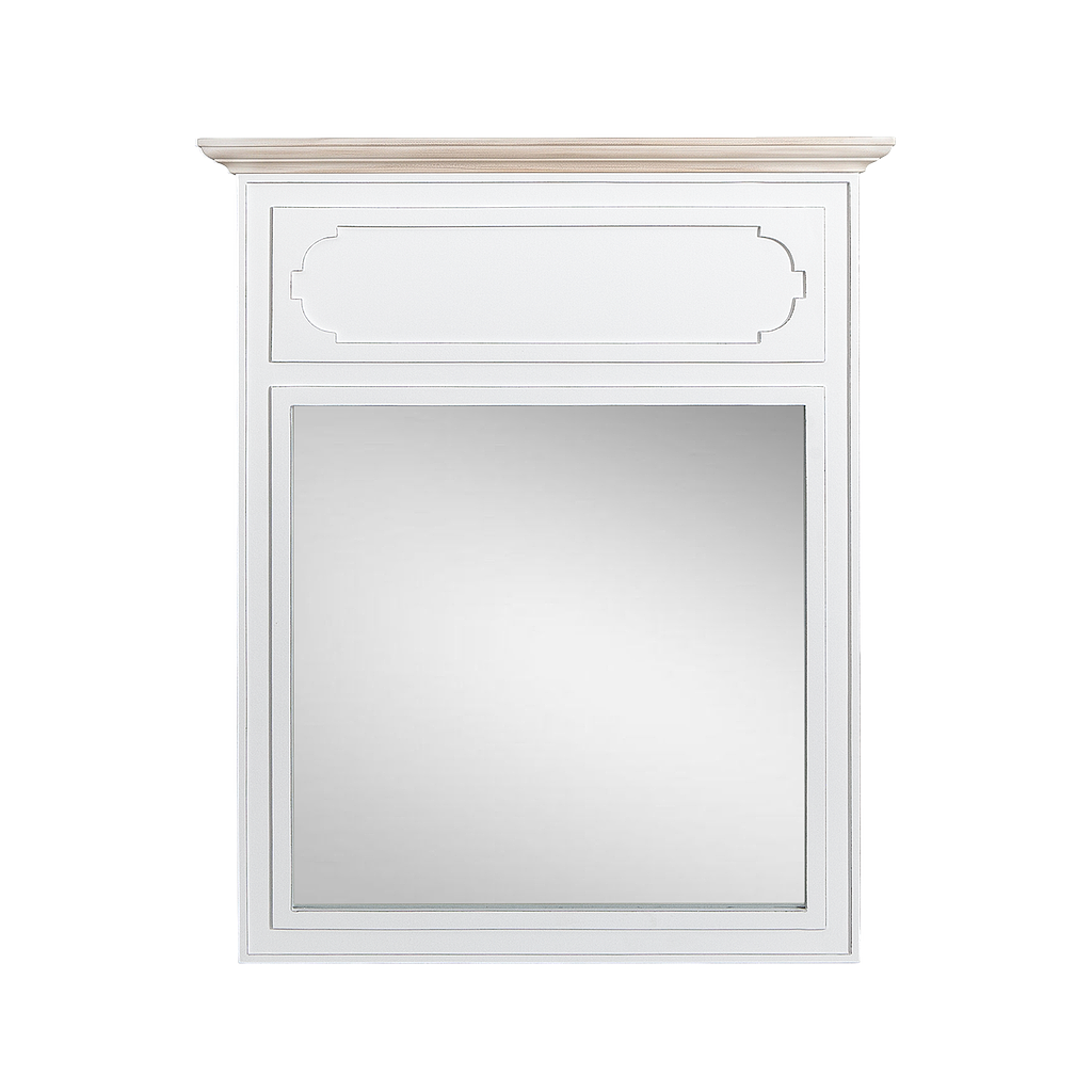 MARIGNY - Wall mirror L70 x H85 - Brocante white and Whitened acacia