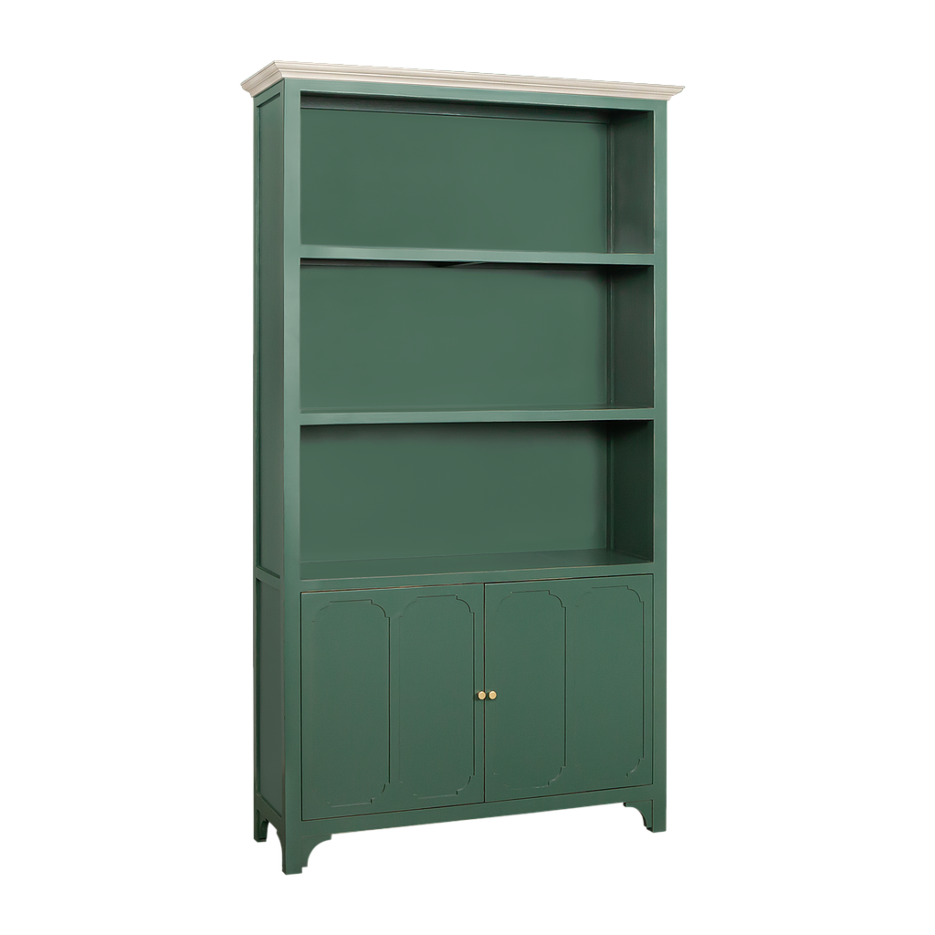 MARIGNY - Bookcase L110 x H200 - Brocante kaki and Whitened acacia