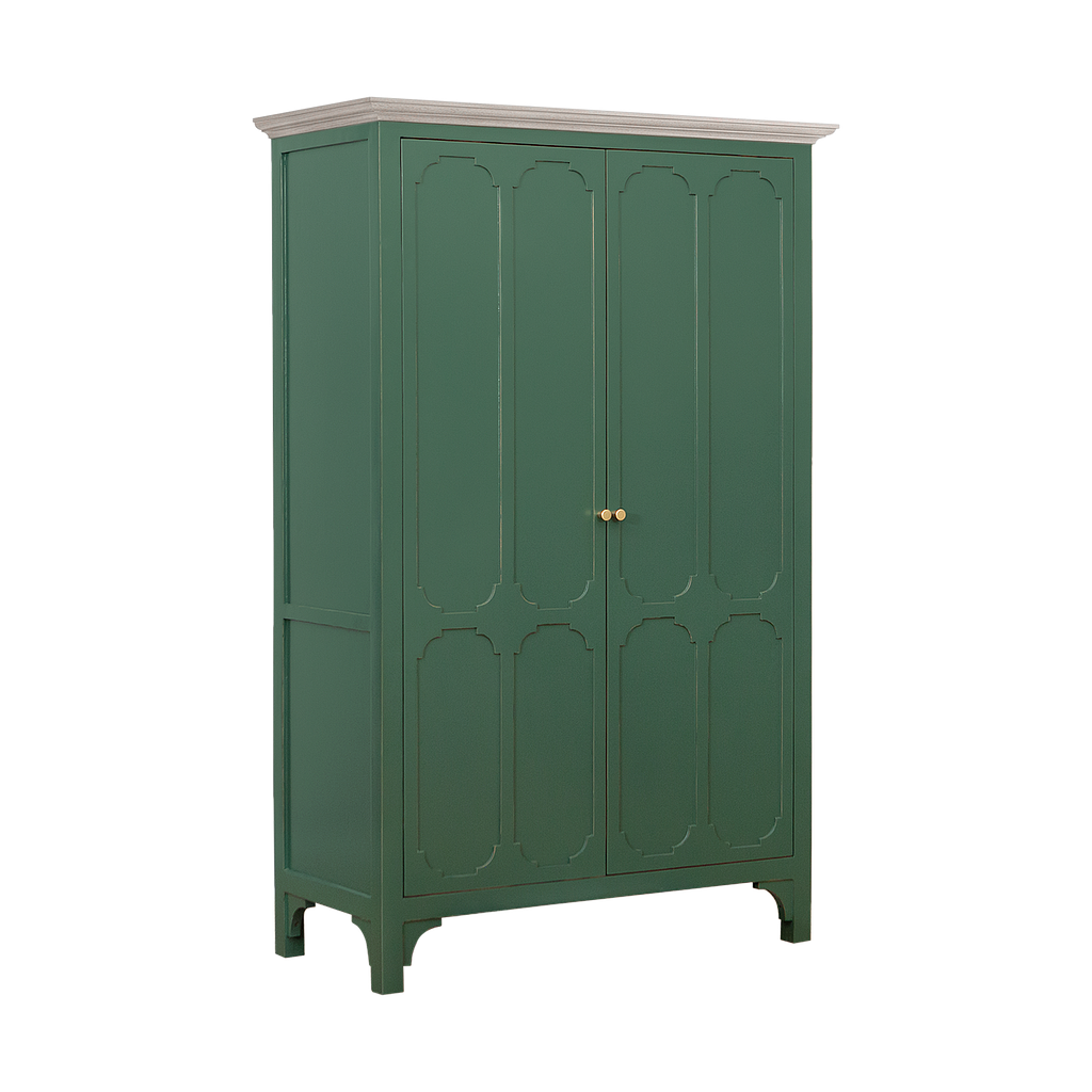 MARIGNY - Bar cabinet L95 x H150 - Brocante kaki and Whitened acacia
