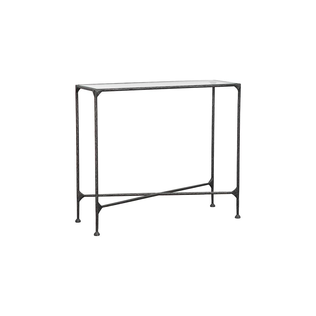 ASTHESIO - Hand-hammered metal console table L90 x H80 - Aged anthracite