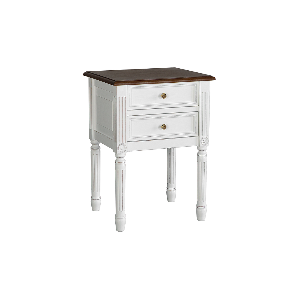ORLEANS - Bedside table H70 -Brocante white and Washed antic