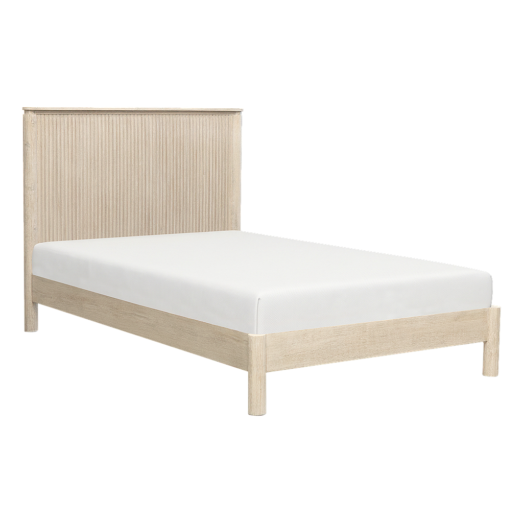 LEEDEN - Twin size bed (Mattress 120x200) - Whitened acacia