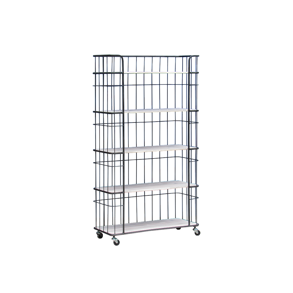 KEANE - Shelf L90 x H162 - Vintage anthracite and Whitened acacia