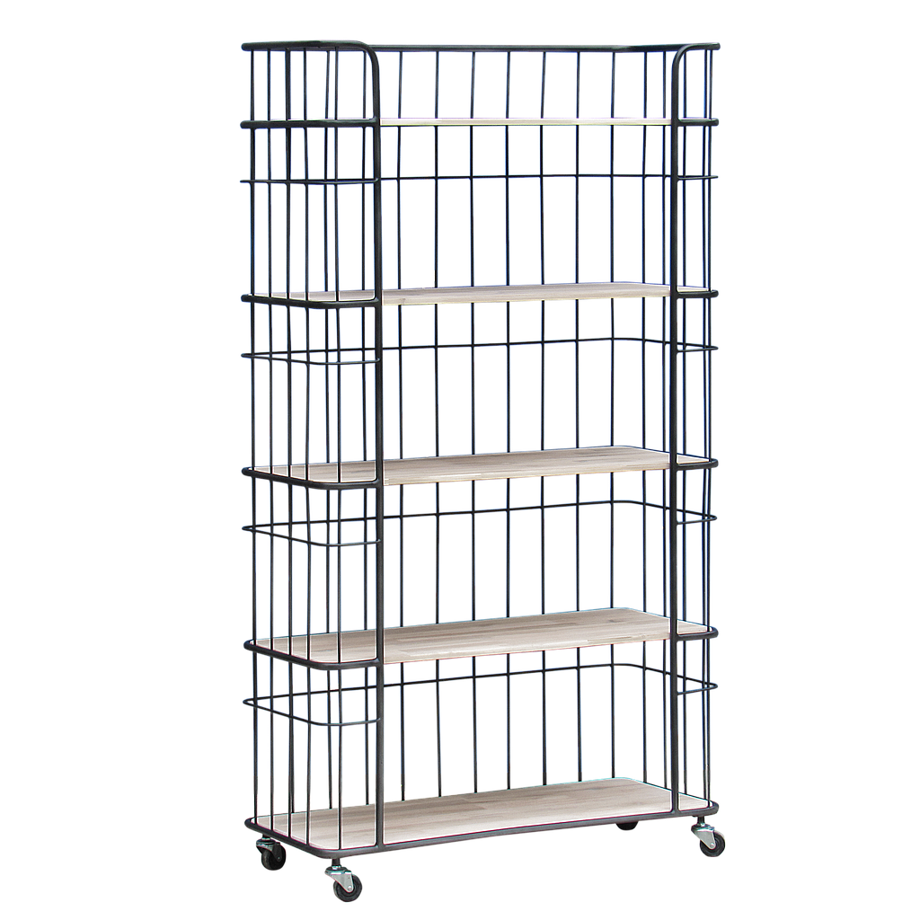 KEANE - Shelf L90 x H162 - Vintage anthracite and Whitened acacia