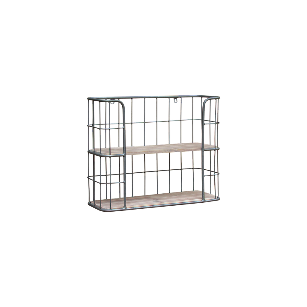 KEANE - Wall Shelf L55 - Vintage silver and Whitened acacia