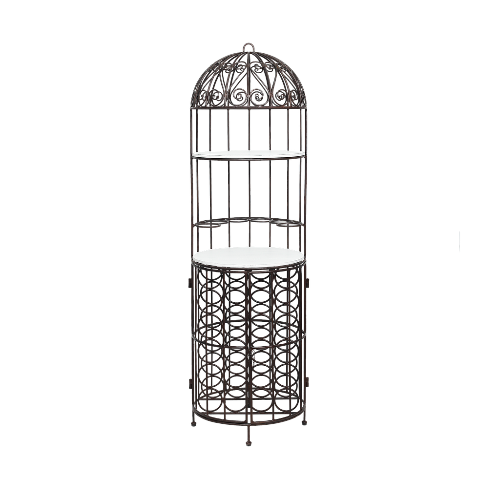 JUDITH - Wrought iron bar cage H170 - Burnish and Patina white