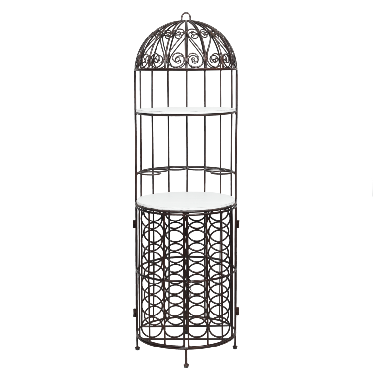 JUDITH - Wrought iron bar cage H170 - Burnish and Patina white