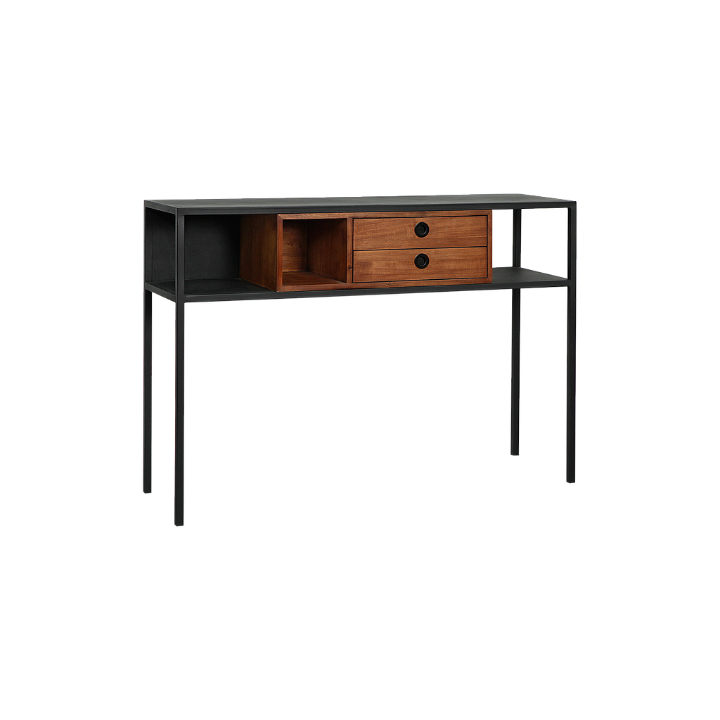 JOHNSON - Console table L120 - Matt black and Washed antic